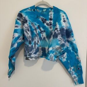 Tie dye cropped Champion sweatshirt. One of a kind!